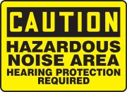 OSHA Caution Decibel Meter Sign With Ear Plug Dispenser